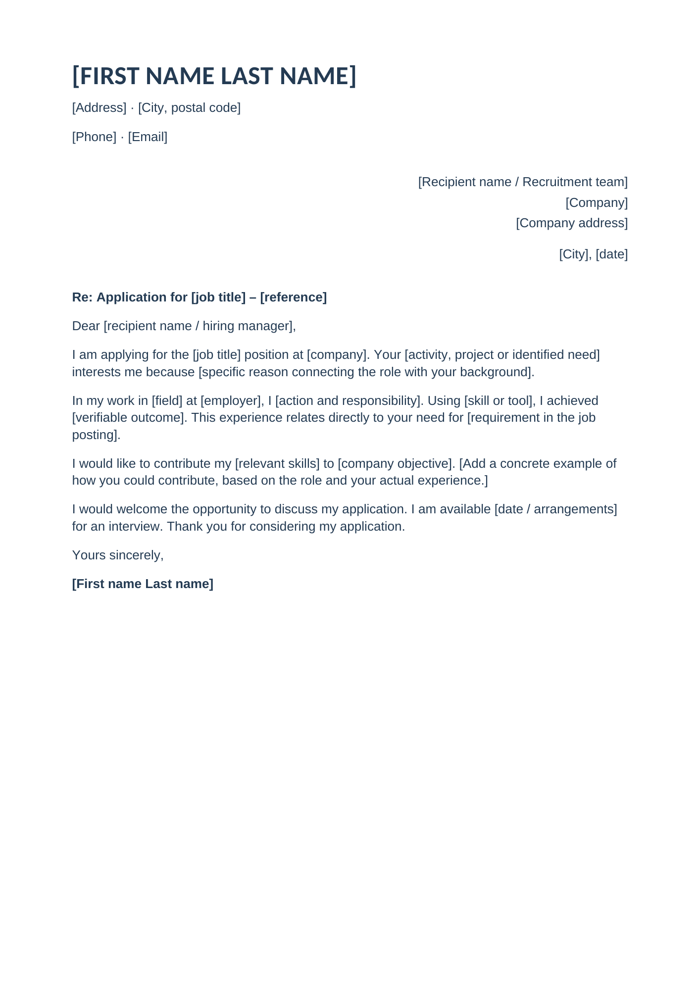 Classic cover letter template