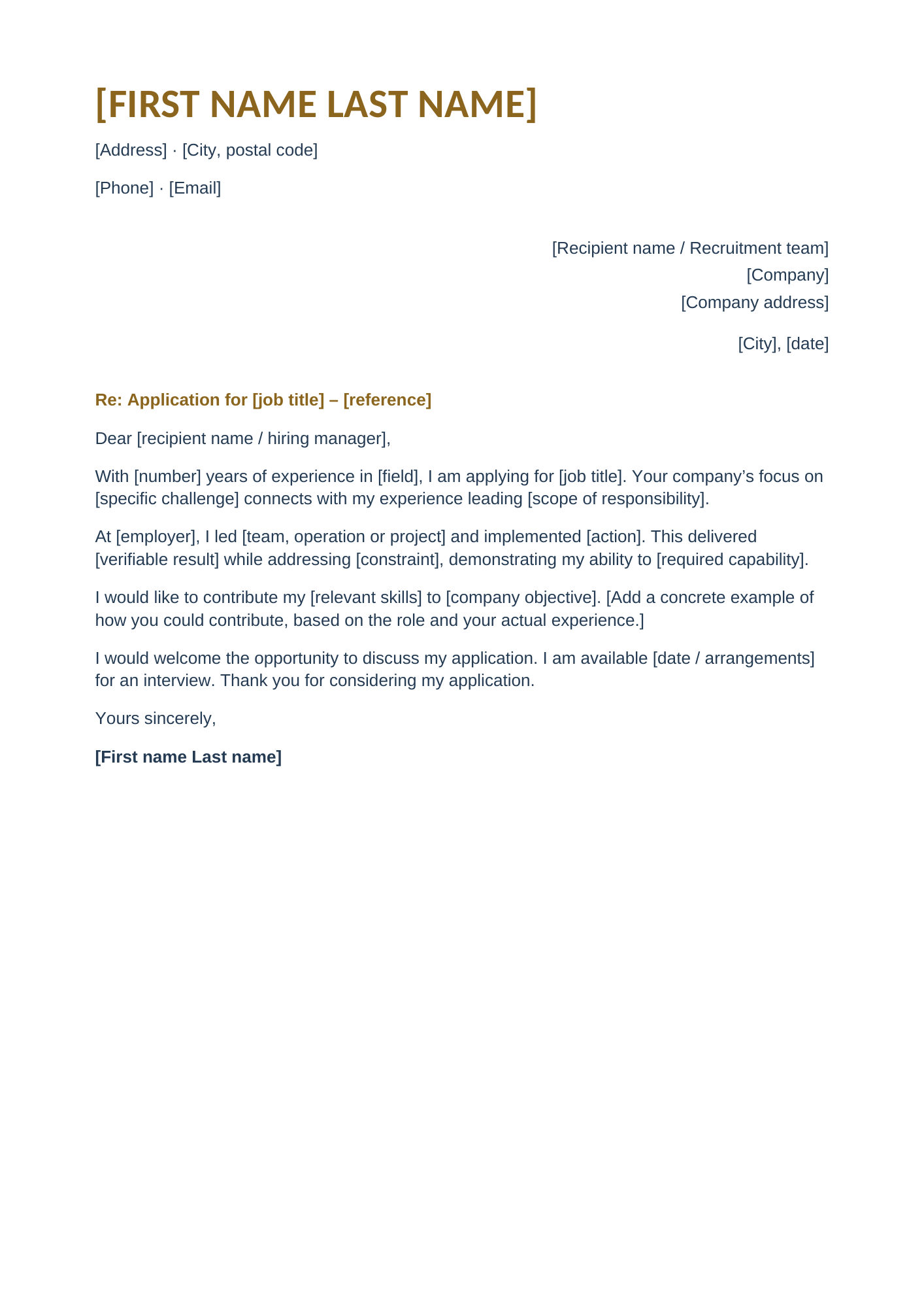 Executive cover letter template