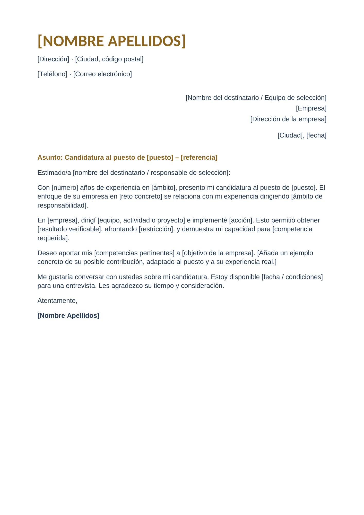 Carta de presentación Executive