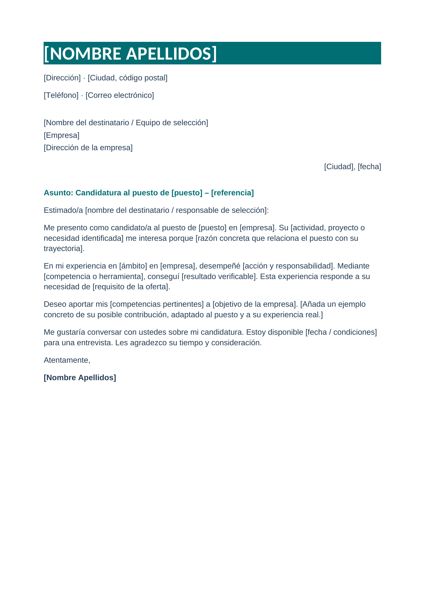 Carta de presentación moderna