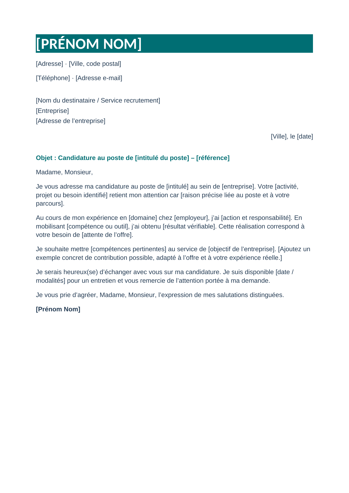 Lettre de motivation moderne