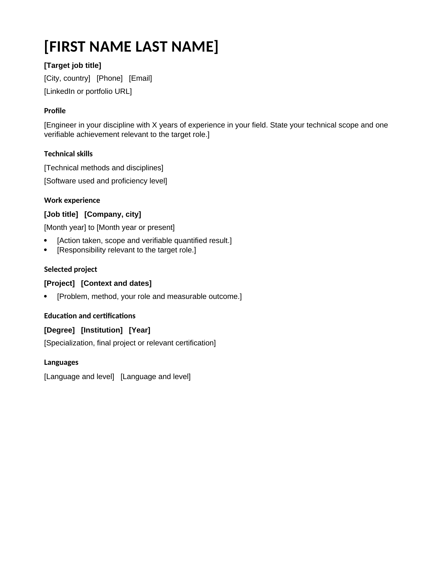 Engineering resume template