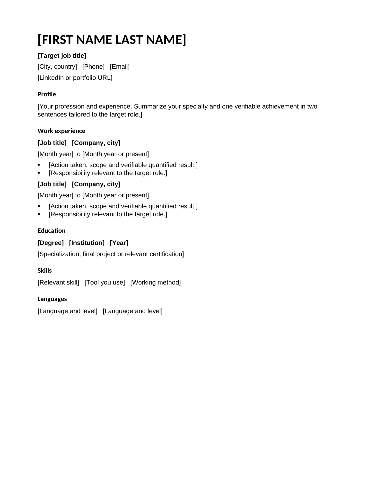 Simple resume template