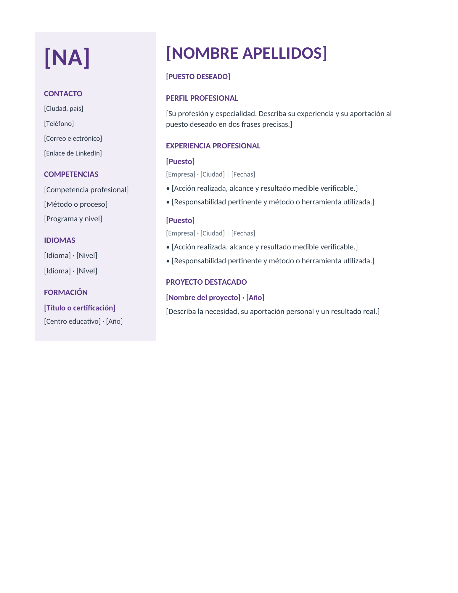 Currículum Studio en violeta